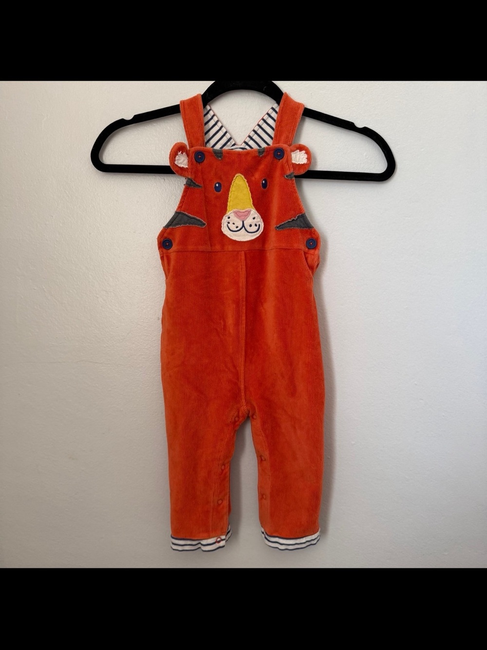 Mini Boden tiger dungarees corduroy tiger orange overalls - Picture 2 of 5